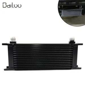 15 Row Black Aluminum Engine Transmission Oil Coolers 10AN Hose End Fittings Kit - Picture 1 of 16