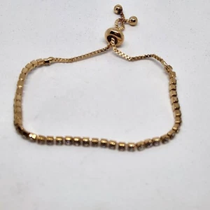 Armband Box Kette mit Bling Tennis verstellbar Damen goldfarben  - Bild 1 von 5