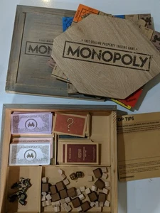 Monopoly Rustic Wooden Board Game Limited Edition Wood Hasbro 2017 COMPLETE RARE - Picture 1 of 17