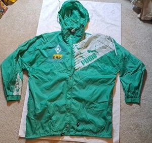Vintage Puma Werder Bremen Soccer Football Windbreaker Jacket Used Green XXL - Picture 1 of 15