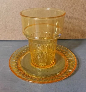 Vintage Libbey Ice Cream Cone Shaped Cup Saucer Plastic Midcentury Yellow - Picture 1 of 2