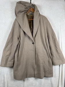 Cinzia Rocca for Neiman Marcus cashmere coat women L USA size 10 tan hood Italy - Picture 1 of 20
