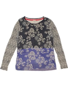 WHITE STUFF Womens Boat Neck Jumper Sweater UK 10 Small Navy Blue Paisley CE37 - Picture 1 of 3