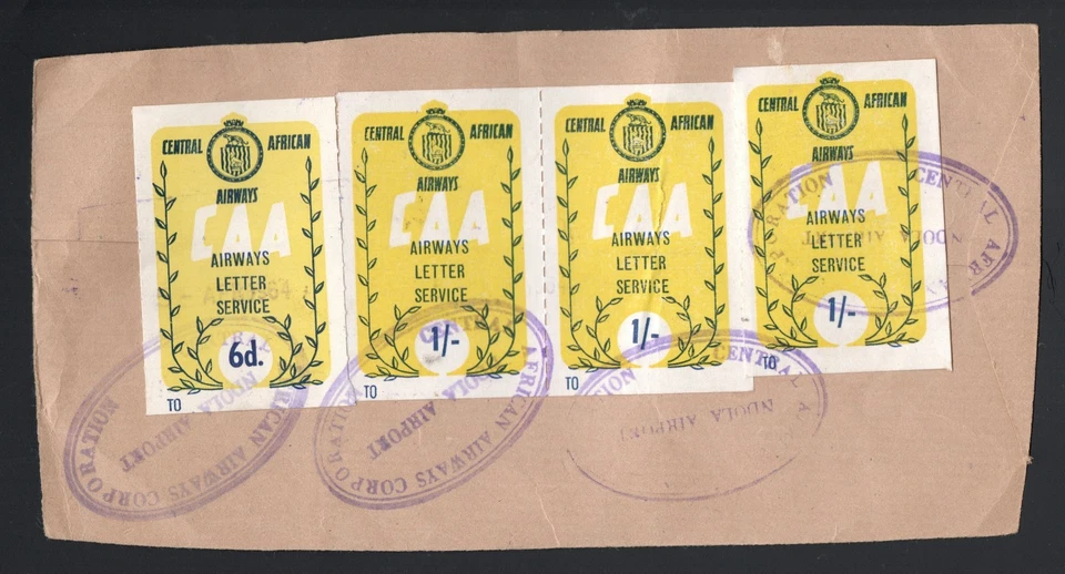 Rodesia CAA 1964 Central African Airways - pieza de servicio de cartas Foto 1 de 1