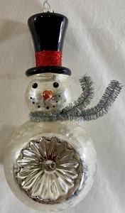 Quecksilber Glas Einzug Schneemann Weihnachtsschmuck groß 8 x 4 Lametta Schal - Bild 1 von 5