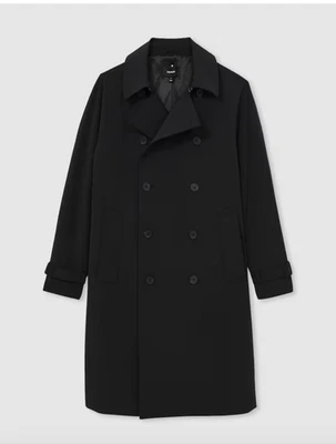 REISS SCRAMBLE DOUBLE BREASTED LONG TRENCH COAT/BLACK - SMALL WAS £328.00 DHL - Image 1 of 2