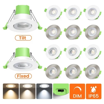 Fire Rated IP65 Bathroom LED 3CCT Flush Ceiling Spot Lights Down lights Modern - Image 1 of 4