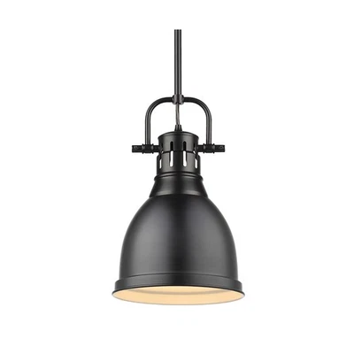 Pingente Golden Lighting 3604-S BLK Duncan, preto fosco com sombra preta fosca... - Imagem 1 de 3