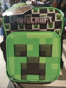 BRAND NEW CREEPER MINECRAFT Kids Free Insulated Lunch Tote Box w/Bottle Pocket - Picture 1 of 6