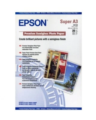 Papel fotográfico original Epson Premium Semigloss Super A3 13"" x 19"" 20 hojas Foto 1 de 4