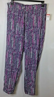 NUEVO CON ETIQUETAS Attention Pull Up Pantalones Cordón Cintura Suelto Jr XL Rosa Azul Rayas Foto 1 de 4