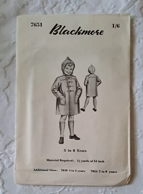 50's Blackmore Paper Sewing Dress Pattern Boys Girls Coat  5 - 6 yrs   - Image 1 of 2
