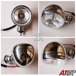 2x 4" Spot Headlight Metal Vintage Bike Retro  Front Fog Light Head Lamp Light