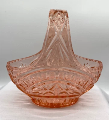 Art Deco Pressed Glass Brides Basket Centre Piece Bowl Rindskopf Germany 1930's - image 1 of 4
