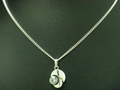 925 Argento Sterling Collana Pendente Con Cristallo Rocca Ricoperto / Vero / - Immagine 1 di 3
