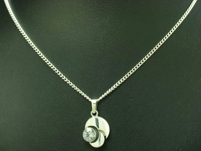 925 Argento Sterling Collana Pendente Con Cristallo Rocca Ricoperto / Vero / - Immagine 1 di 3