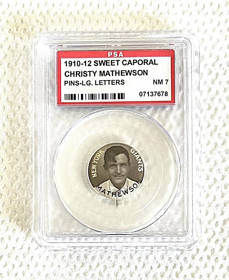PIN CAPORAL DULCE 1910-12 PSA 7 CHRISTY MATHEWSON (LETRAS GRANDES)... BAJO POP Foto 1 de 2