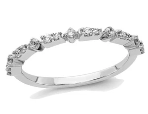 Ladies 14K White Gold 1/5 Carat (ctw Color H-I, I2-I3) Diamond Wedding Band Ring - Picture 1 of 4
