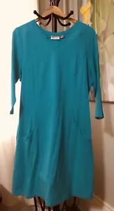 Robe manches 3/4 femme D & Co Active bleu sarcelle Activewear avec poches tricot grande taille - Photo 1/6
