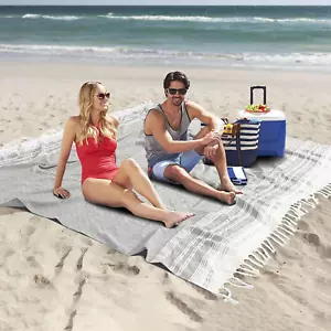 Ginat Turkish Beach Towel Boho Beach Throw Blanket anti Resistant Sand Free Q... - Picture 1 of 1