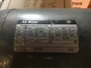 311P316 Westinghouse 1/2 - 1/6 HP AC Motor 230V 1725-1140 RPM - Picture 1 of 1