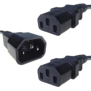 2,5 m IEC Wasserkocherverlängerung Splitter Blei. C14 auf Dual C13. Netzkabel für Kabel - Bild 1 von 2