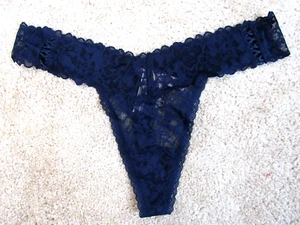 Victoria's Secret weicher Spitzen-Tanga Höschen Damen Gr. XXL dunkelblau neu mit Etikett - Bild 1 von 4