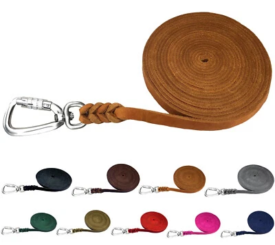 ELROPET® Hundeleine Schleppleine Leder Fettleder SICHERHEITSHAKEN für große Hunde 1m-20