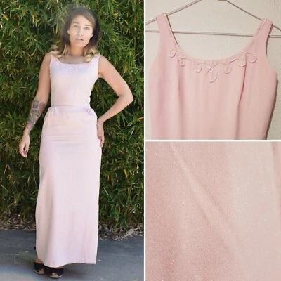 Vintage Size Small  Pink Pastel Glitter Fabric and sequins 1960's gown - Image 1 of 4