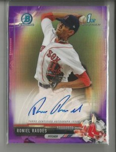 2017 Bowman Chrome Roniel Raudes Purple Refractor Autograph #ed 87 / 250 -Boston