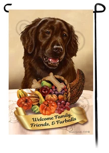 Thanksgiving Garden Flag - Flat Coated Retriever 058 - Picture 1 of 1