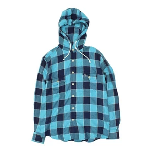 Abercrombie & Fitch Mens Blue Check Hooded Shirt | Vintage Casual Designer VTG - Picture 1 of 3