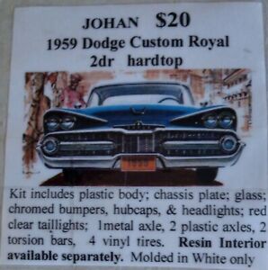 Johan 1/25 1959 Dodge Custom Royal Promo (?)...PLEASE READ DESCRIPTION 