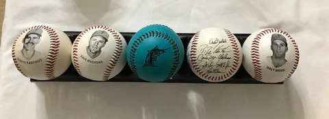 MLB Miami Marlins 1993~5 Fotoballs Baseballs Inaugural  Chevron Set/W Stand Cover