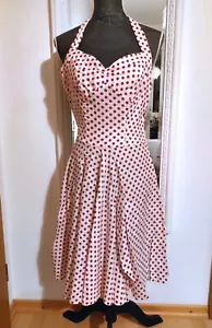 Rockabilly-Kleid - Neckholder - Polka-Dots - weiss/rot - Gr. 34 - Bild 1 von 5