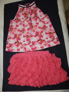 Lemon Loves Lime Janie Jack Girls 5 Pink Shorts and Floral Hisbiscus Blouse Line - Picture 1 of 14