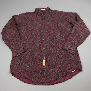 BD Baggies Button Up Shirt Medium 15.5 32/33 Red Paisley USA Cotton Mens