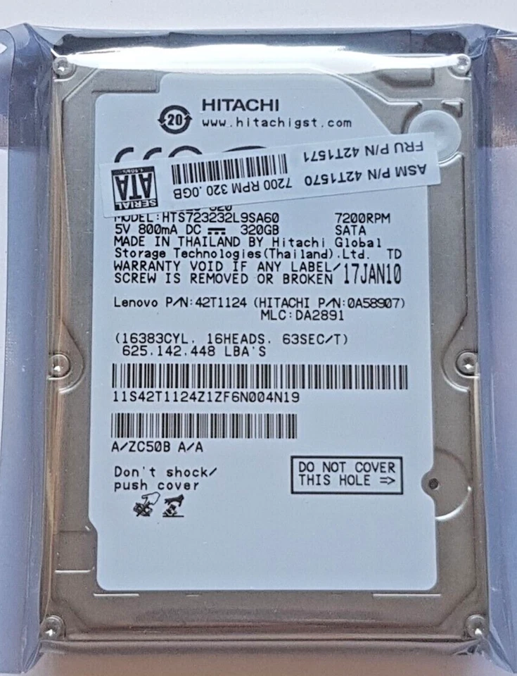 320 GB SATA Hitachi HTS723232L9SA60 7200rpm 16MB HDD 2,5 " Internal Hard Disk - Image 1 of 1