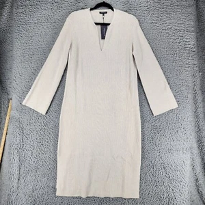 Lafayette 148 Kleid Damen Large Beige 100% Kaschmir Pullover Strick V-Ausschnitt *Neu mit Etikett* - Bild 1 von 10