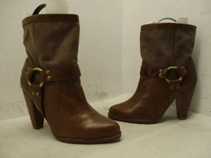 Jeffrey Campbell Ibiza Marrón Cuero Arnés Tacón Alto Botines Mujer Talla 7 - Imagen 1 de 9