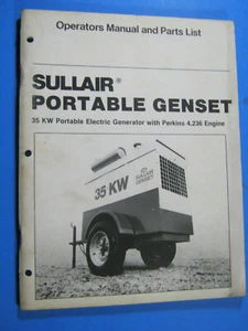 SULLAIR COMPRESSOR OPERATOR'S MANUAL & PARTS LIST 35 KW PERKINS 4.236 - Picture 1 of 1