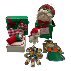 VTG Assorted Christmas Ornaments and Sun Catchers Flocked Dog Angel Lot of 6 - Picture 1 of 11