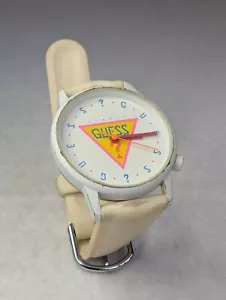 RARE Vintage 1988 Guess ? Watch Women’s White Resin Band NEW BATTERY - Picture 1 of 14