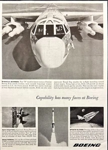 Boeing B-52 Bomber Minuteman ICBM Bomarc Vtg Print Ad 1961 - Picture 1 of 6