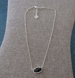 Kendra Scott Signature Elisa Gold Plated Black Glass Pendant Necklace - - Picture 1 of 4