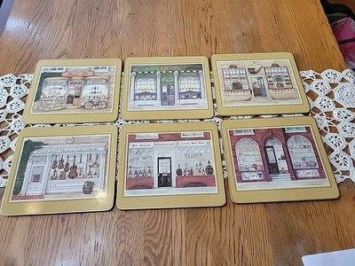Clover Leaf Cork-backed table Mats (6) Storefronts Of Yesteryear By Fiona Butler - Image 1 of 4