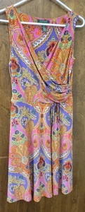 Lauren Ralph Lauren Womens XS Sleeveless Neck Pink Multicolored Paisley Dress - Picture 1 of 4