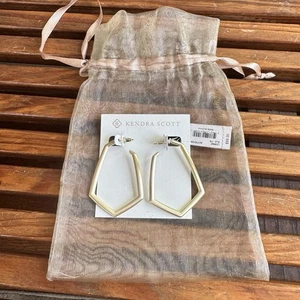 Neu mit Etikett $ 88 Kendra Scott Lonnie geometrische eckige goldfarbene Creolen - Bild 1 von 4