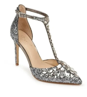 Jewel Badgley Mischka Rhinestone Heel Silver  Pumps 7 1/2 - Image 1 of 4