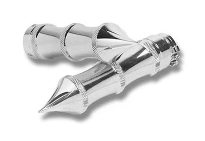 Accutronix Custom Grips - Tribal - Chrome Motorcycle Street Bike GR100-LC - Image 1 of 4
